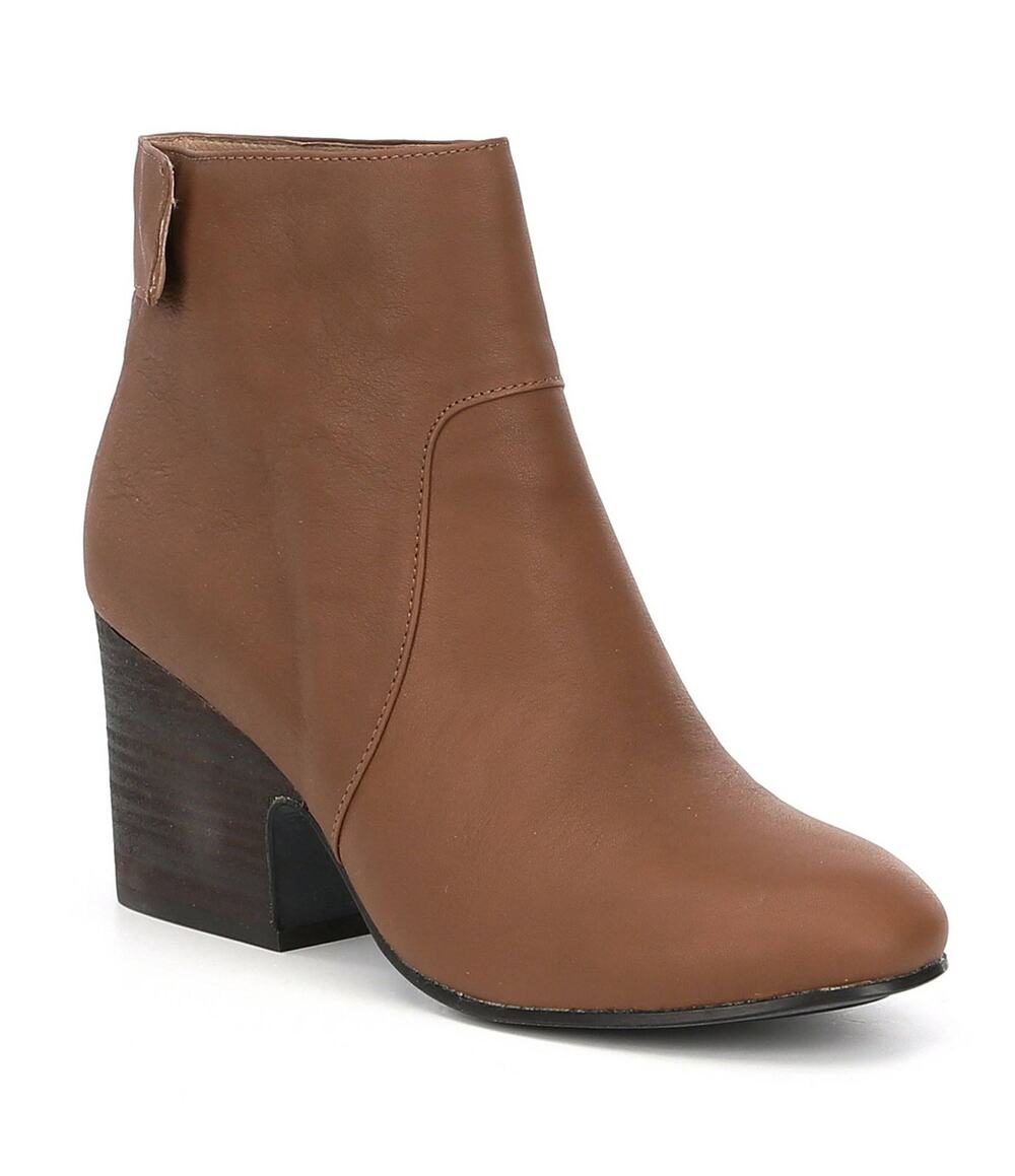 Eileen Fisher Harris Tumbled Bootie Leather Ankle Pointed Toe Block Heels 8.5